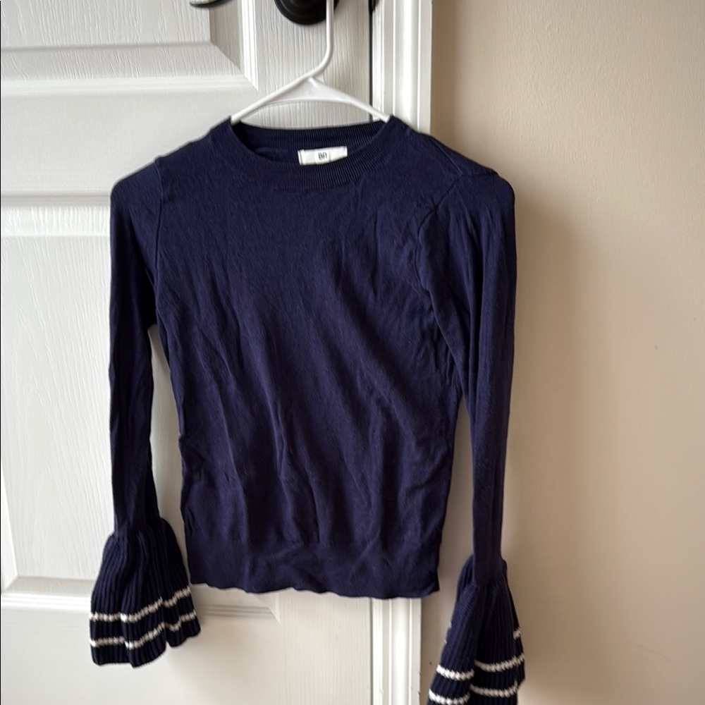 BP Navy Sweater with Striped Cuffs